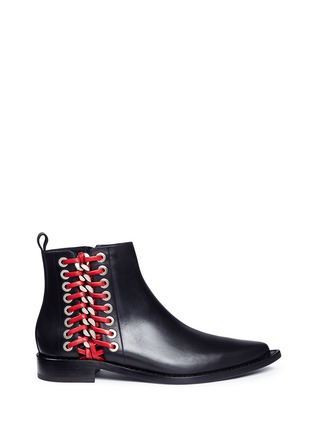 Main View - Click To Enlarge - ALEXANDER MCQUEEN - Braided chain leather ankle boots