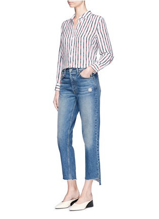 Figure View - Click To Enlarge - EQUIPMENT - 'Leema' belt stripe print silk crepe shirt