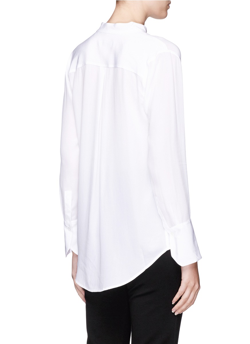 EQUIPMENT Janelle Collared Long-Sleeve Silk Blouse, White in Bright ...