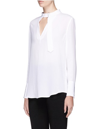 Front View - Click To Enlarge - EQUIPMENT - 'Janelle' throatlatch silk crepe top