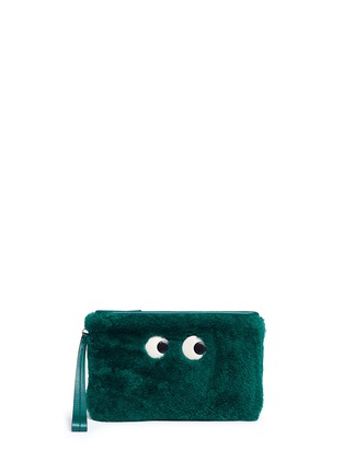 Main View - Click To Enlarge - ANYA HINDMARCH - 'Eye' shearling zip top pouch