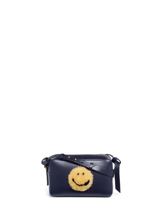 Main View - Click To Enlarge - ANYA HINDMARCH - 'Smiley' shearling patch leather mini crossbody bag