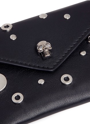 Detail View - Click To Enlarge - ALEXANDER MCQUEEN - Skull eyelet and stud leather envelope card holder