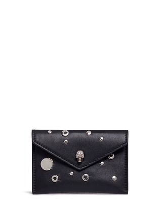 Main View - Click To Enlarge - ALEXANDER MCQUEEN - Skull eyelet and stud leather envelope card holder