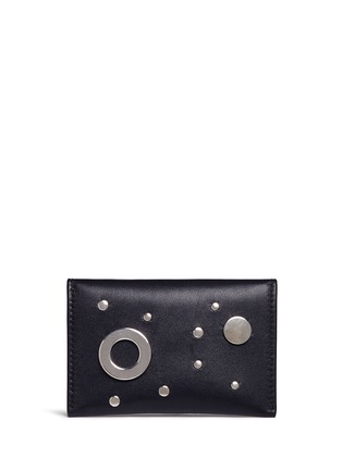 Figure View - Click To Enlarge - ALEXANDER MCQUEEN - Skull eyelet and stud leather envelope card holder