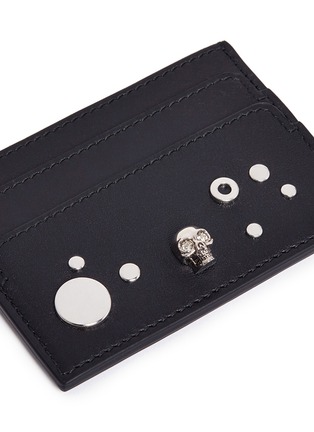 Detail View - Click To Enlarge - ALEXANDER MCQUEEN - Skull eyelet and stud leather card holder