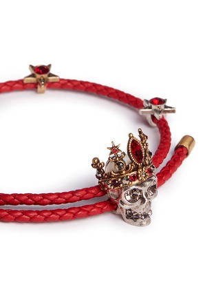 Detail View - Click To Enlarge - ALEXANDER MCQUEEN - 'Queen' Swarovski crystal skull charm friendship bracelet