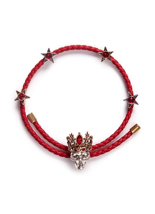 Main View - Click To Enlarge - ALEXANDER MCQUEEN - 'Queen' Swarovski crystal skull charm friendship bracelet