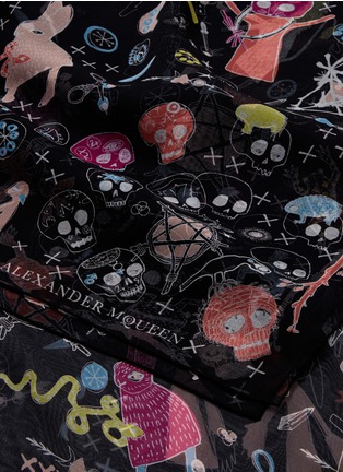 Detail View - Click To Enlarge - ALEXANDER MCQUEEN - 'Pagan Pets' print chiffon scarf