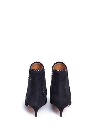 Back View - Click To Enlarge - AQUAZZURA - 'Jicky 45' faux pearl suede Chelsea boots