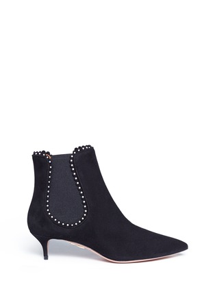 Main View - Click To Enlarge - AQUAZZURA - 'Jicky 45' faux pearl suede Chelsea boots