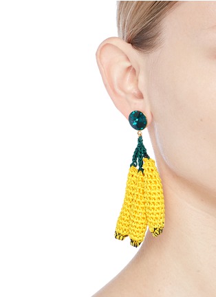 Figure View - Click To Enlarge - VENESSA ARIZAGA - 'Banana Split' rhinestone crochet fruit drop earrings