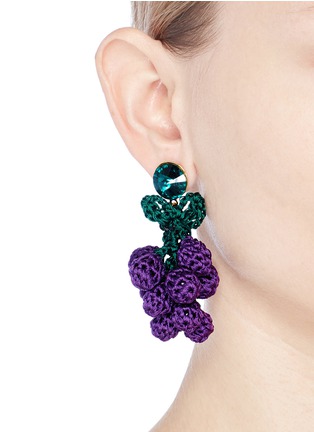 Figure View - Click To Enlarge - VENESSA ARIZAGA - 'Have a Grape Day' rhinestone crochet drop earrings