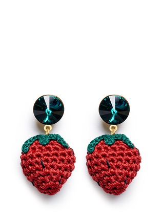 Main View - Click To Enlarge - VENESSA ARIZAGA - 'Berry Cute' rhinestone crochet strawberry drop earrings