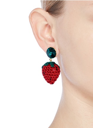 Figure View - Click To Enlarge - VENESSA ARIZAGA - 'Berry Cute' rhinestone crochet strawberry drop earrings