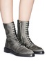 Figure View - Click To Enlarge - THE ROW - 'Fara' distressed satin combat boots