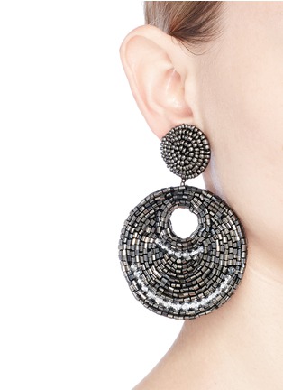 Figure View - Click To Enlarge - KENNETH JAY LANE - Beaded cutout circle drop earrings