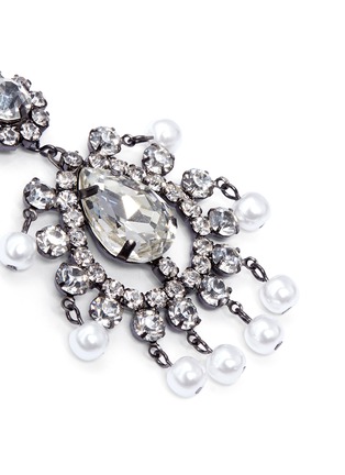 Detail View - Click To Enlarge - KENNETH JAY LANE - Glass crystal and pearl drop clip earrings