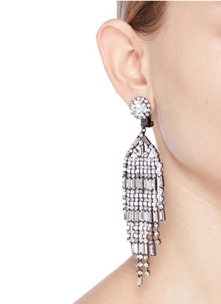 Figure View - Click To Enlarge - KENNETH JAY LANE - Glass crystal waterfall clip earrings