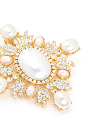 Detail View - Click To Enlarge - KENNETH JAY LANE - Glass crystal and pearl brooch