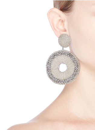 Figure View - Click To Enlarge - KENNETH JAY LANE - Beaded cutout circle drop earrings