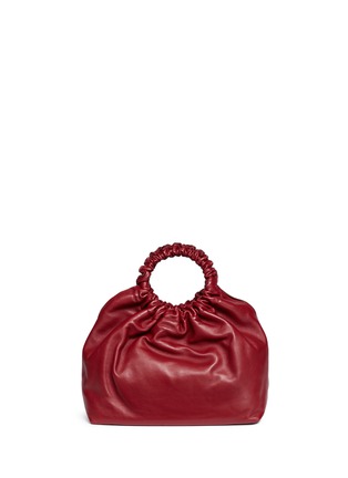 Detail View - Click To Enlarge - THE ROW - 'Double Circle' ruched handle medium leather crossbody bag