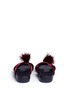Back View - Click To Enlarge - FIGS BY FIGUEROA - 'Figomatic' pompom crushed velvet hinged slide sandals