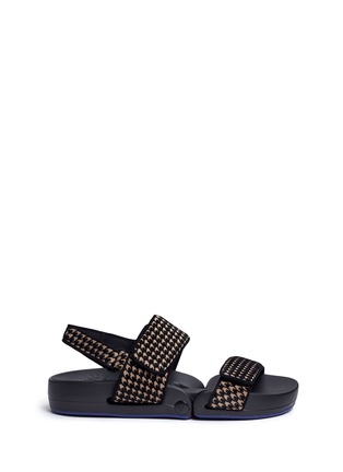 Main View - Click To Enlarge - FIGS BY FIGUEROA - 'Figulous Bis' houndstooth burnout suede hinged slingback sandals
