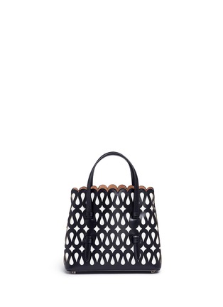 Detail View - Click To Enlarge - ALAÏA - 'Goutte' wavy lasercut leather crossbody tote