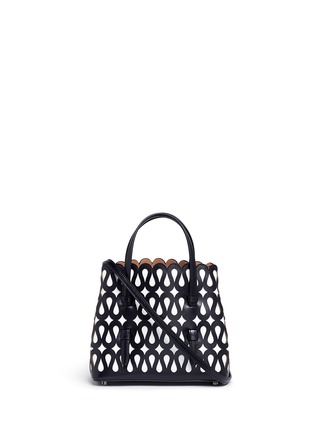 Main View - Click To Enlarge - ALAÏA - 'Goutte' wavy lasercut leather crossbody tote