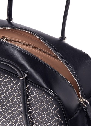 Detail View - Click To Enlarge - ALAÏA - 'Clou Arabesque' geometric studded small leather duffle bag