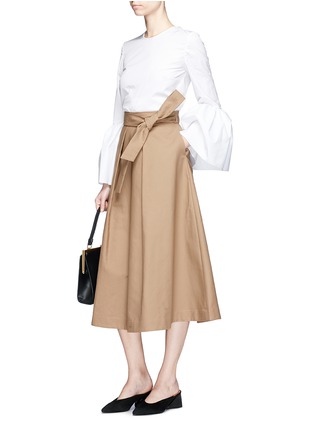 Figure View - Click To Enlarge - CO - Belted high waist A-line midi skirt