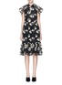 Main View - Click To Enlarge - CO - Floral check crochet organdy dress