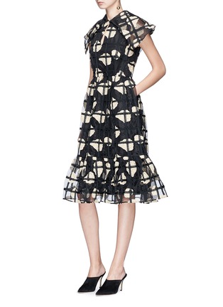Figure View - Click To Enlarge - CO - Floral check crochet organdy dress