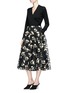 Figure View - Click To Enlarge - CO - Floral check crochet organdy high waist A-line skirt