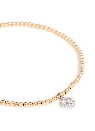 Detail View - Click To Enlarge - SYDNEY EVAN - Diamond 14k white gold disc charm bead elastic bracelet