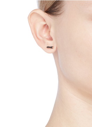 Figure View - Click To Enlarge - SYDNEY EVAN - Diamond rhodium 14k rose gold arrow single stud earring