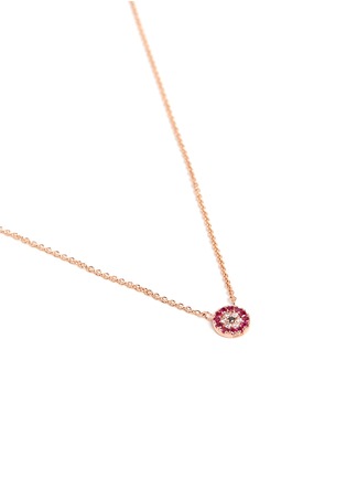 Figure View - Click To Enlarge - SYDNEY EVAN - 'Evil Eye' diamond sapphire rose gold tiny disc necklace