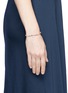 Figure View - Click To Enlarge - SYDNEY EVAN - Diamond 14k rose gold heart charm gemstone bead elastic bracelet