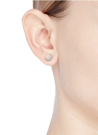 Figure View - Click To Enlarge - SYDNEY EVAN - Diamond 14k white gold moon single stud earring