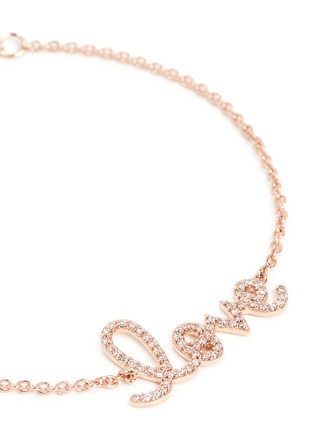 Detail View - Click To Enlarge - SYDNEY EVAN - 'Love' diamond 14k rose gold medium script charm bracelet