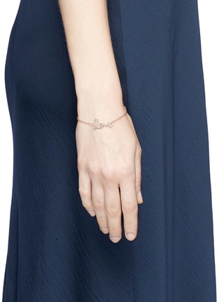 Figure View - Click To Enlarge - SYDNEY EVAN - 'Love' diamond 14k rose gold medium script charm bracelet
