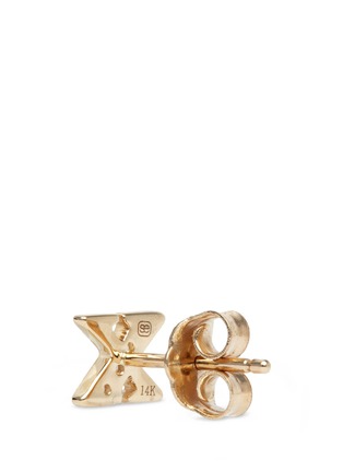 Detail View - Click To Enlarge - SYDNEY EVAN - 'XO' diamond 14k yellow gold mismatched stud earrings
