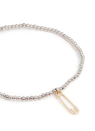 Detail View - Click To Enlarge - SYDNEY EVAN - Diamond 14k yellow gold safety pin charm bead bracelet