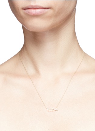 Detail View - Click To Enlarge - SYDNEY EVAN - 'Babe' diamond 14k yellow gold script charm necklace