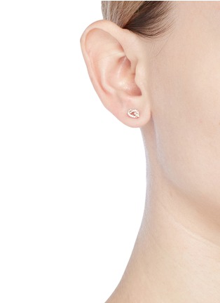 Figure View - Click To Enlarge - SYDNEY EVAN - 'Love Knot' diamond 14k rose gold single stud earring