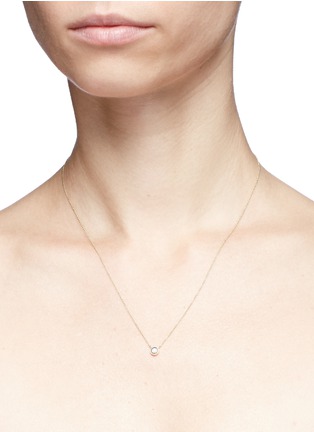 Detail View - Click To Enlarge - SYDNEY EVAN - 'Single Stone' diamond 14k yellow gold charm necklace