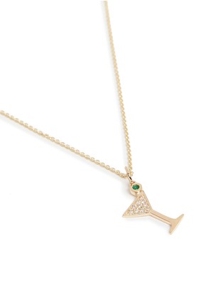 Figure View - Click To Enlarge - SYDNEY EVAN - Diamond emerald 14k yellow gold small martini pendant necklace