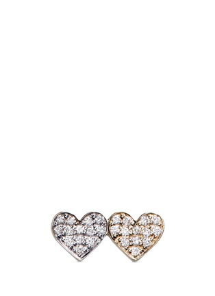 Main View - Click To Enlarge - SYDNEY EVAN - 'Double Heart' diamond 14k gold single stud earring