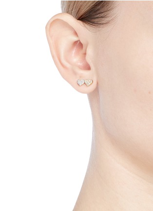 Figure View - Click To Enlarge - SYDNEY EVAN - 'Double Heart' diamond 14k gold single stud earring